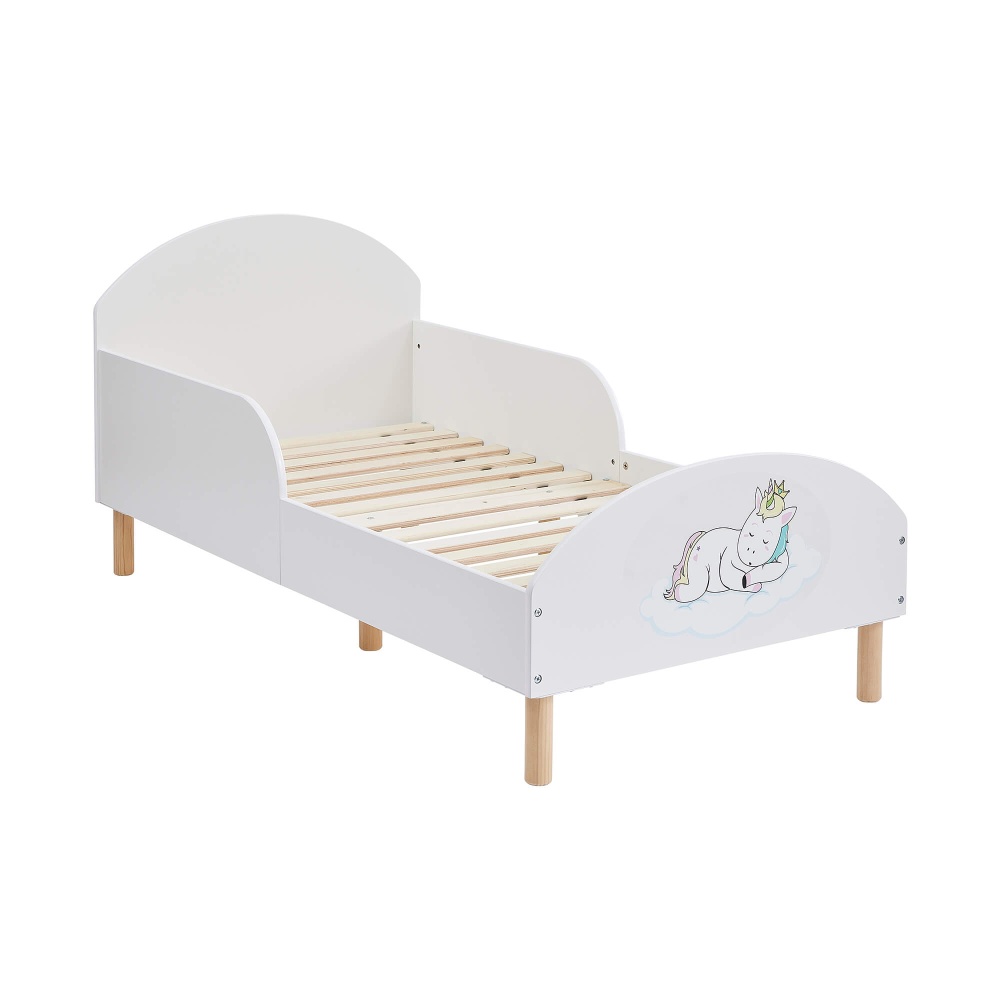 Kids White Toddler Bed - Unicorn