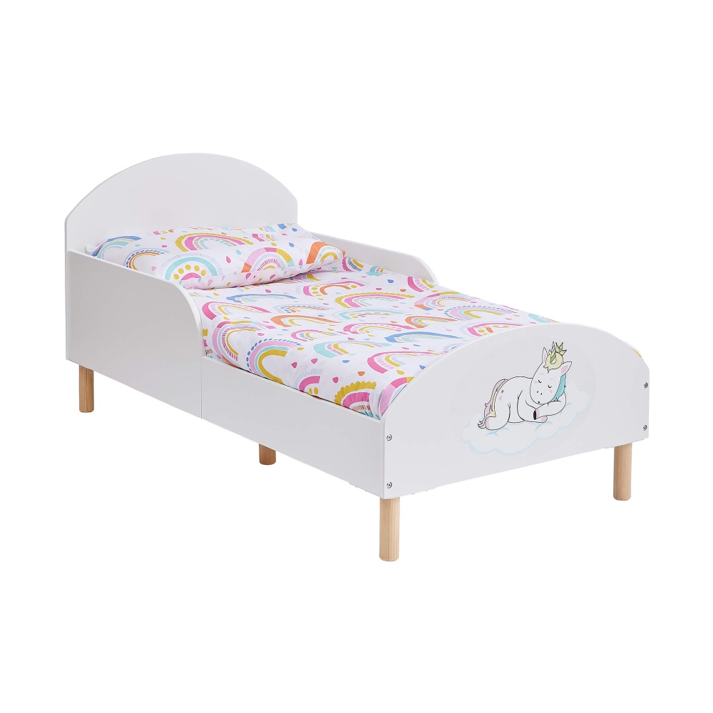 Kids White Toddler Bed - Unicorn