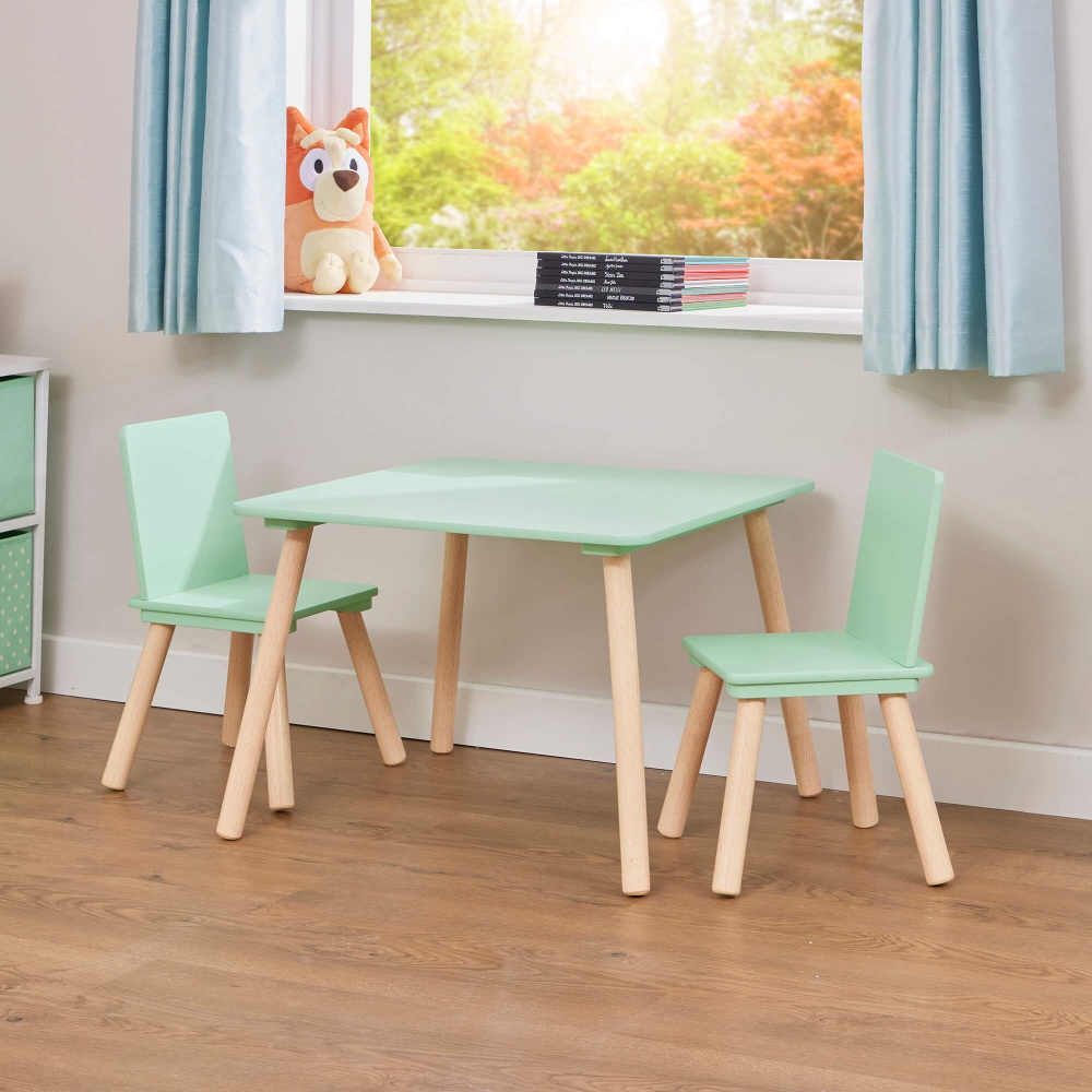 Children Table Green Kids Green Table and Two Chairs Set
