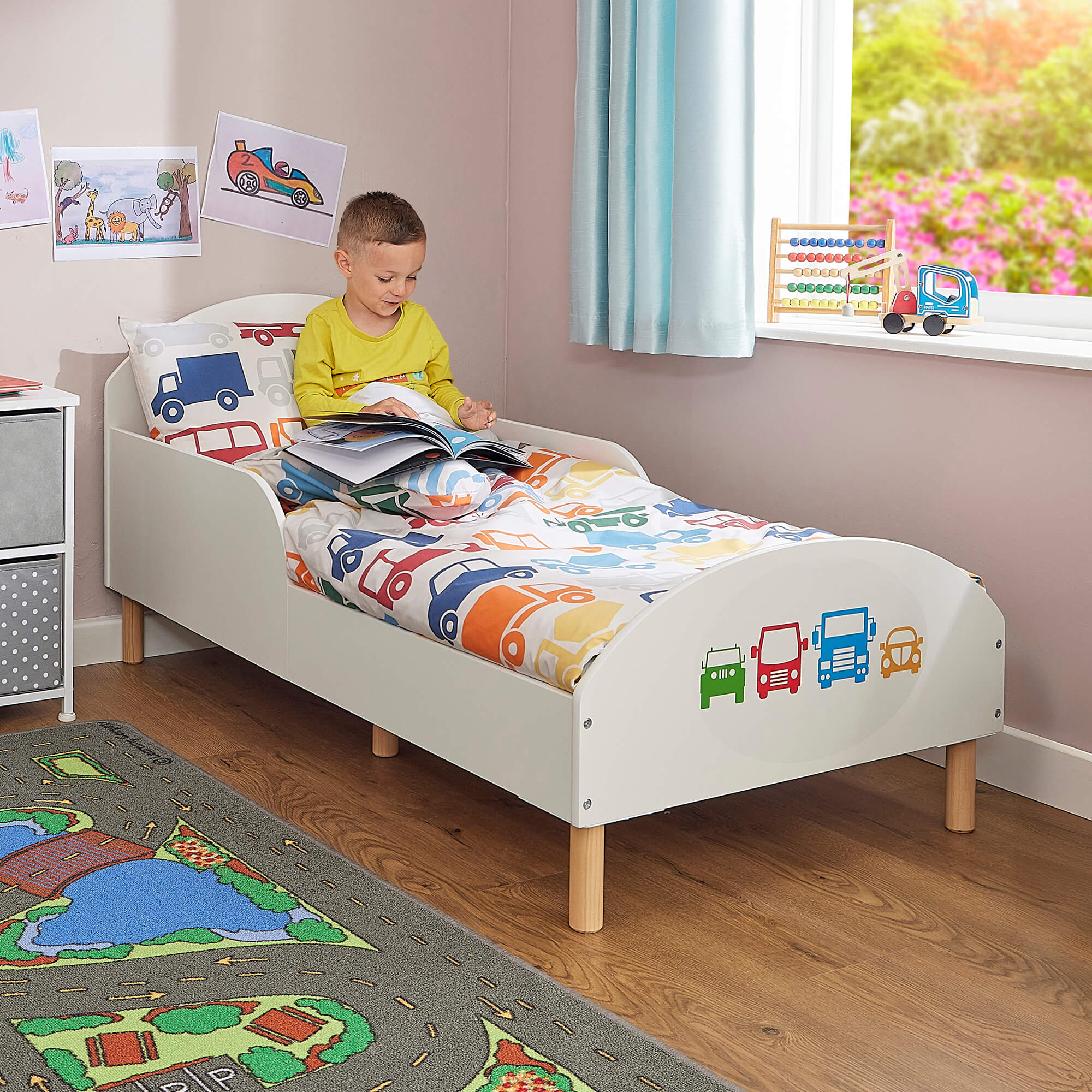 Kids White Toddler Bed Transport