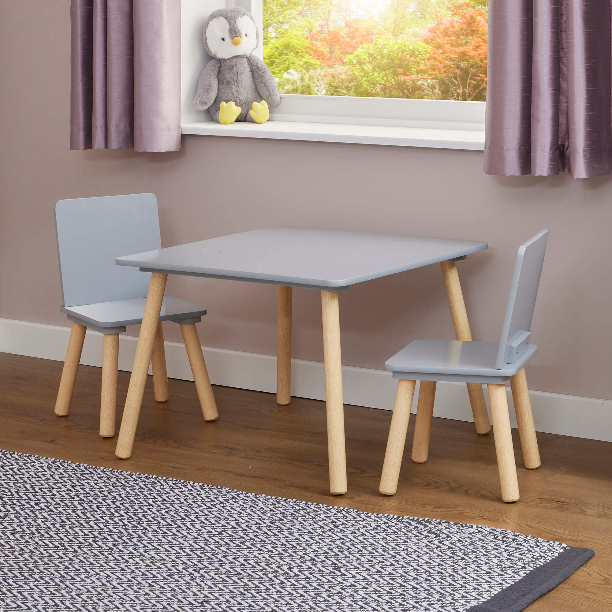 Kids White and Pinewood Table and Chair Set | Liberty House Toys