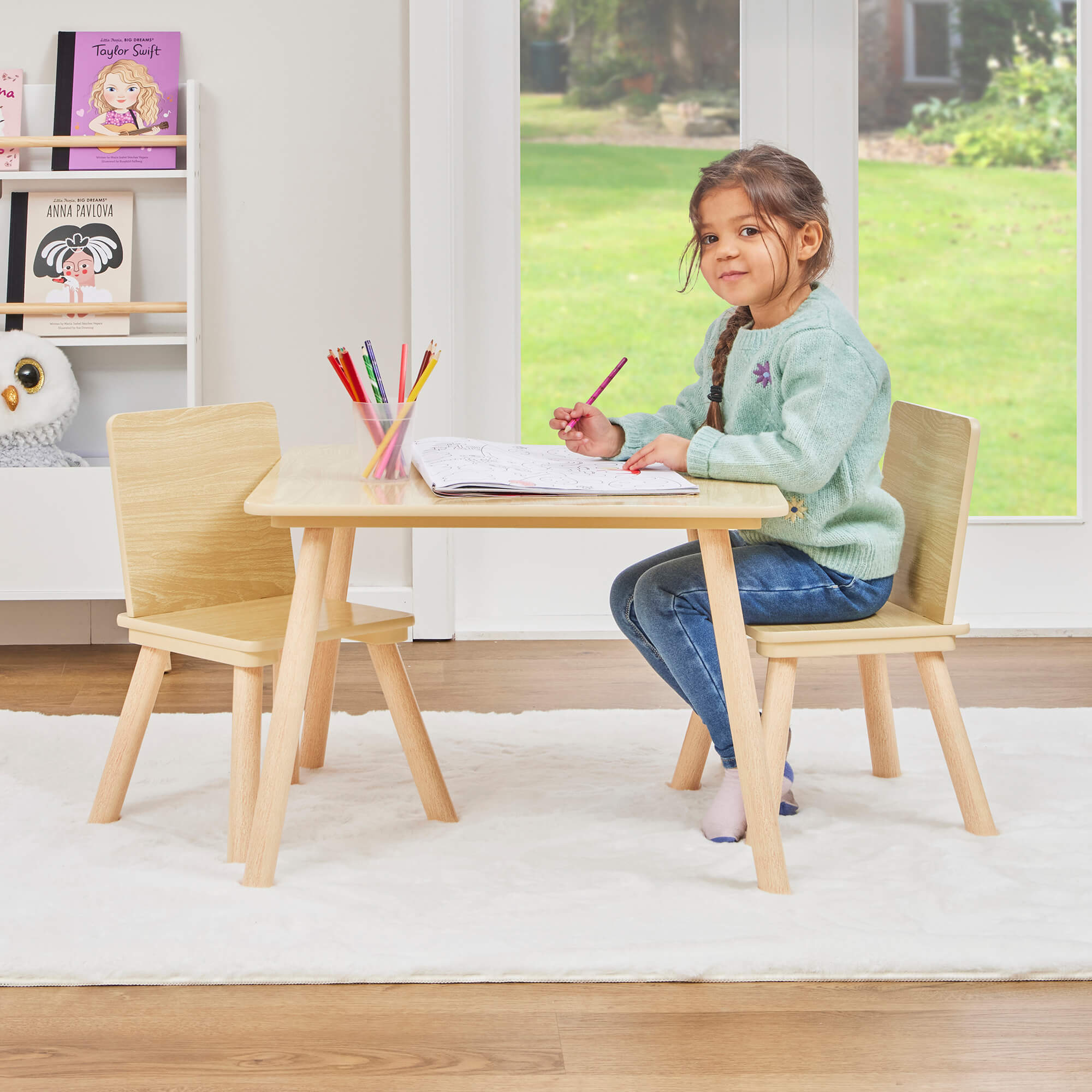 Kids Natural Wood Table and Two Chairs Set | Liberty House Toys