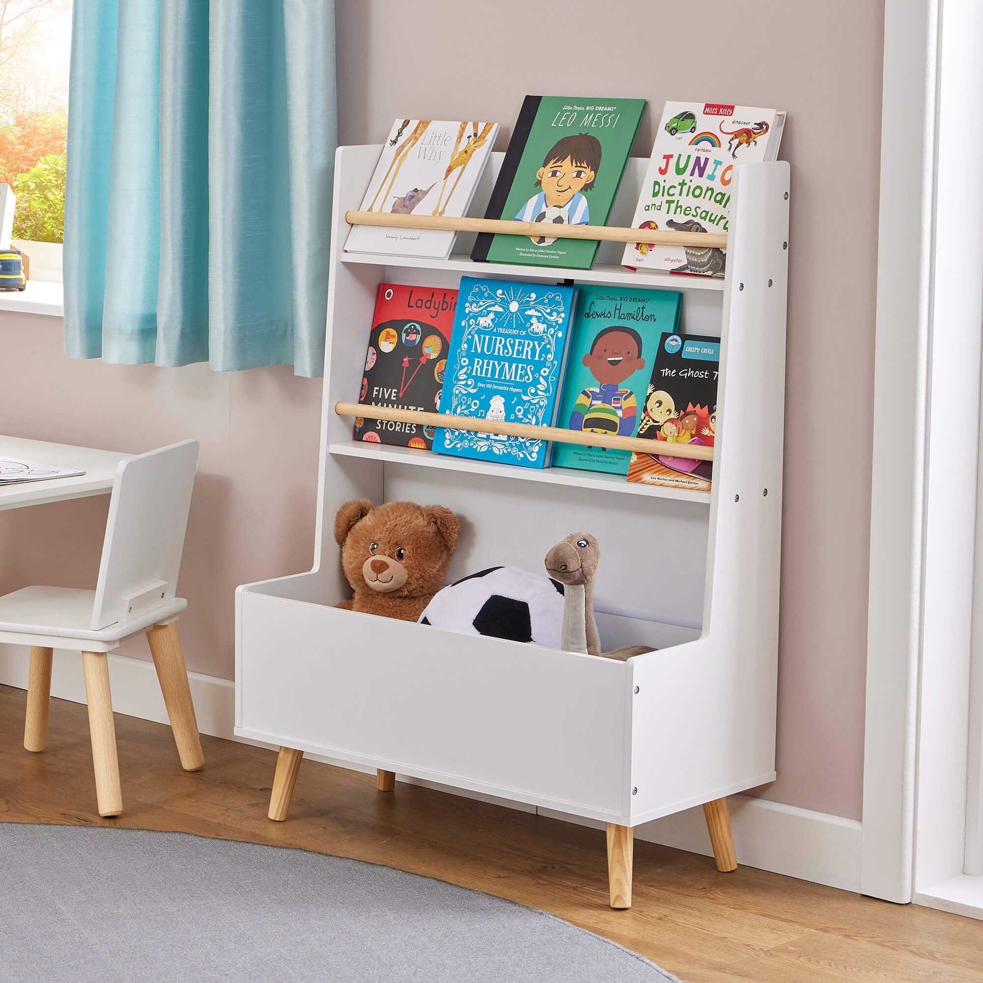 Kids White Bookcase and Toy Storage Cabinet